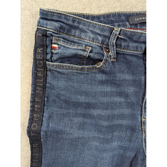 Tommy Hilfiger Jeans Womens 10 Tribeca Straight Ankle Logo Side Tape Stretch - Picture 2 of 16
